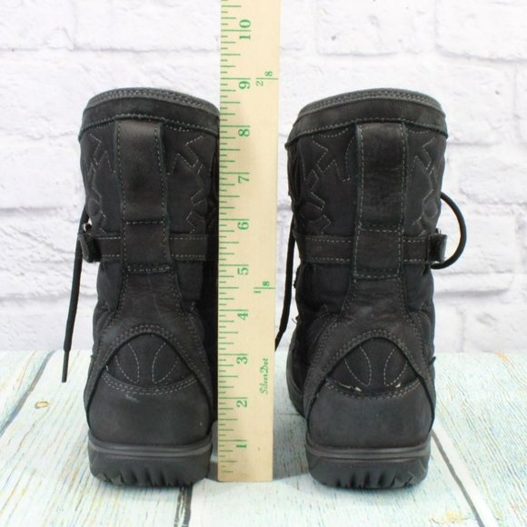 LL Bean Black Leather Lace Up Insulated Ankle Winter Boots Size 6.5 M - Picture 6 of 9